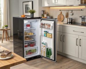 a refrigerator with food in it