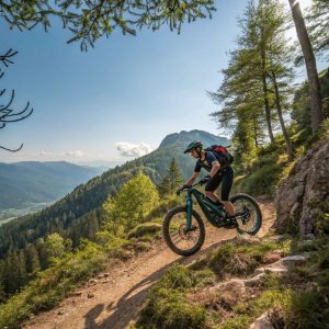 a person riding a bike on a trail